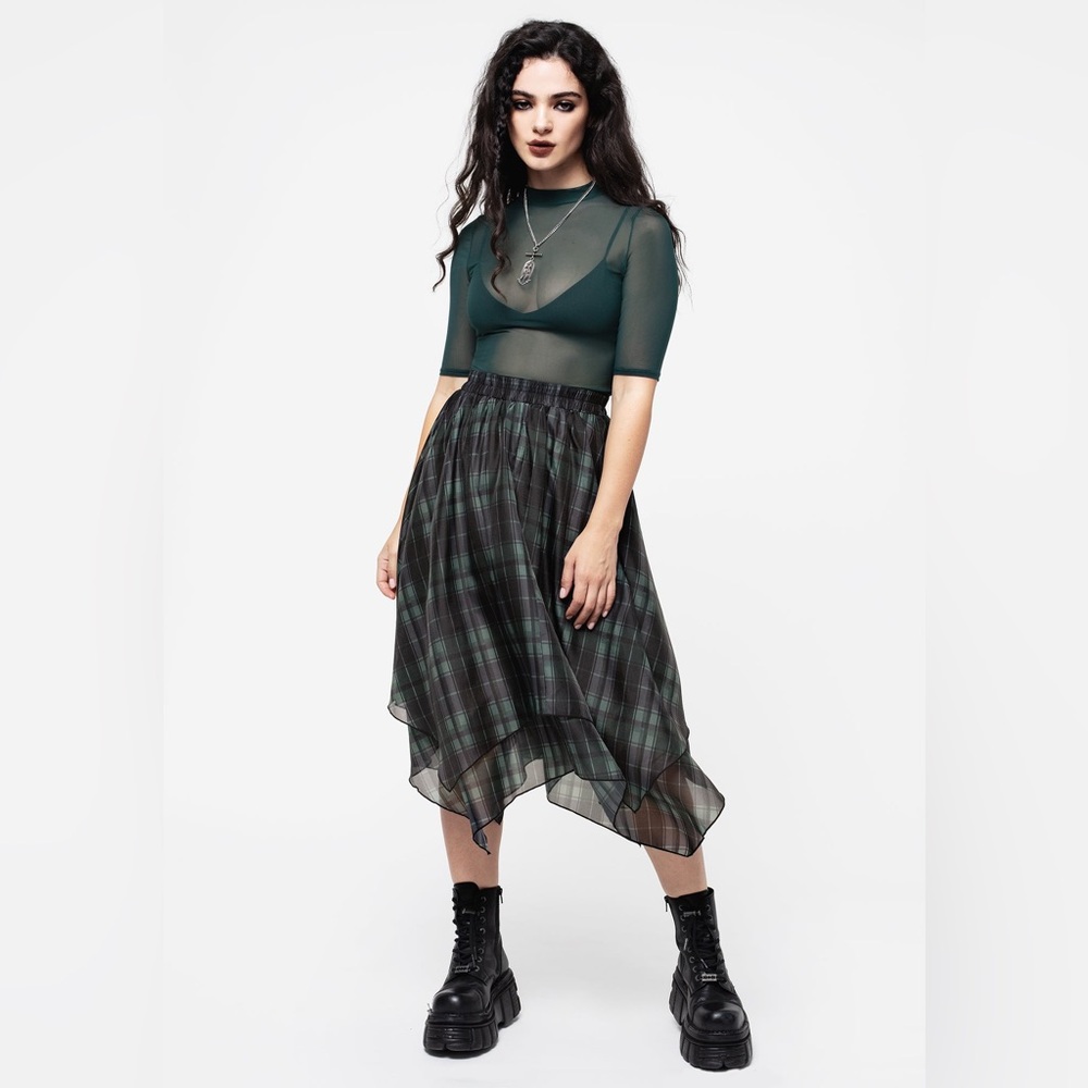 Disturbia Checkmate Layered Organza Handkerchief Hem Skirt US 4 / UK 8